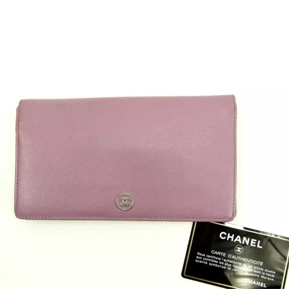 CHANEL Handbags - Chanel Wallet Purse Long Wallet Coco Button Purple Woman Authentic